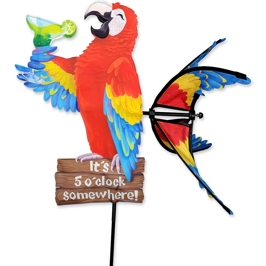 20 in. Island Parrot Spinner - Spinner wording reads It's 5 o'clock somewhere!
