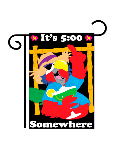 Happy Hour Parrot Garden Flag