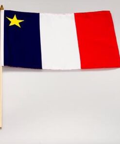 Acadia 12"x18" Handheld Stick Flags 100% Polyester and Double Stiched around the edges with a 24in Wooden Pole.