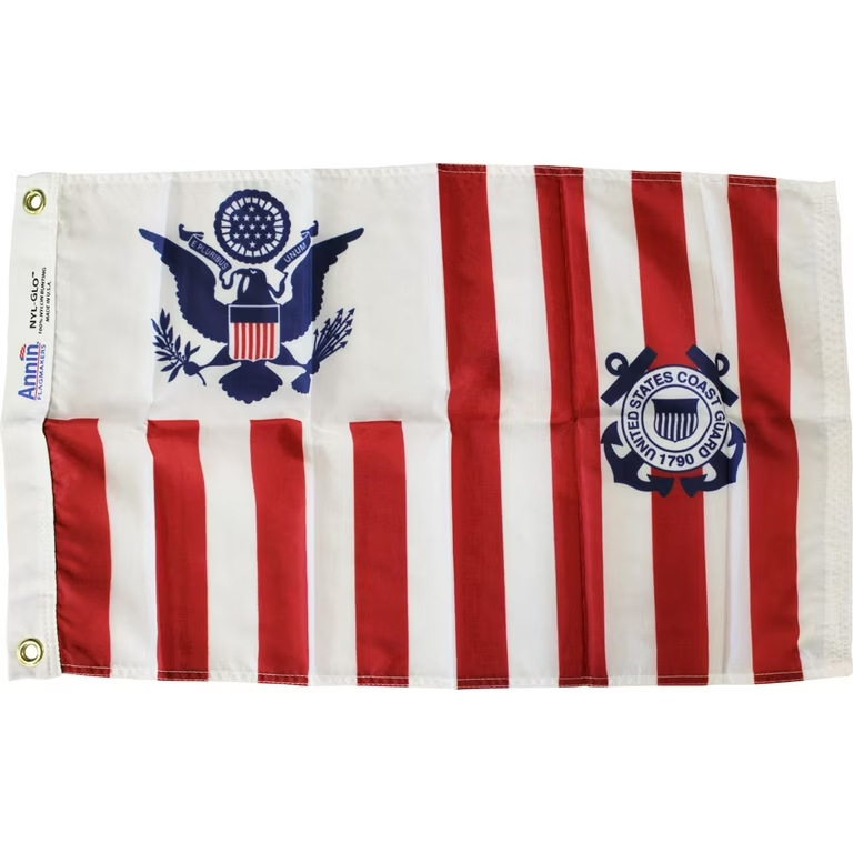 Perma-Nyl 30x48 Inch Nylon U.S. Coast Guard Ensign, Printed nylon U.S. Coast Guard Ensign measures 30"x48"