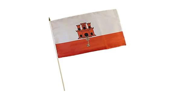 Gibraltar 12"x18" Stick Flag, Gibraltar Stick Flag