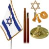 Israel 9' Presentation Set, Israel Nylon Set with Oak Pole, Israel Flag Set with 4' x 6' Flag, Deluxe Crown Israel presentation Flag Set