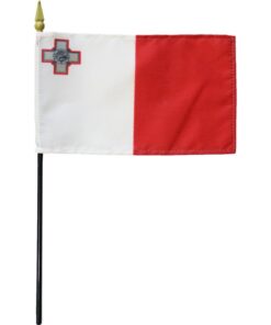 Malta 4"x6" Stick Flag, 4" x 6" Malta stick flag, Malta Miniature Flag, Malta Desktop Flag, Malta Classroom Flag