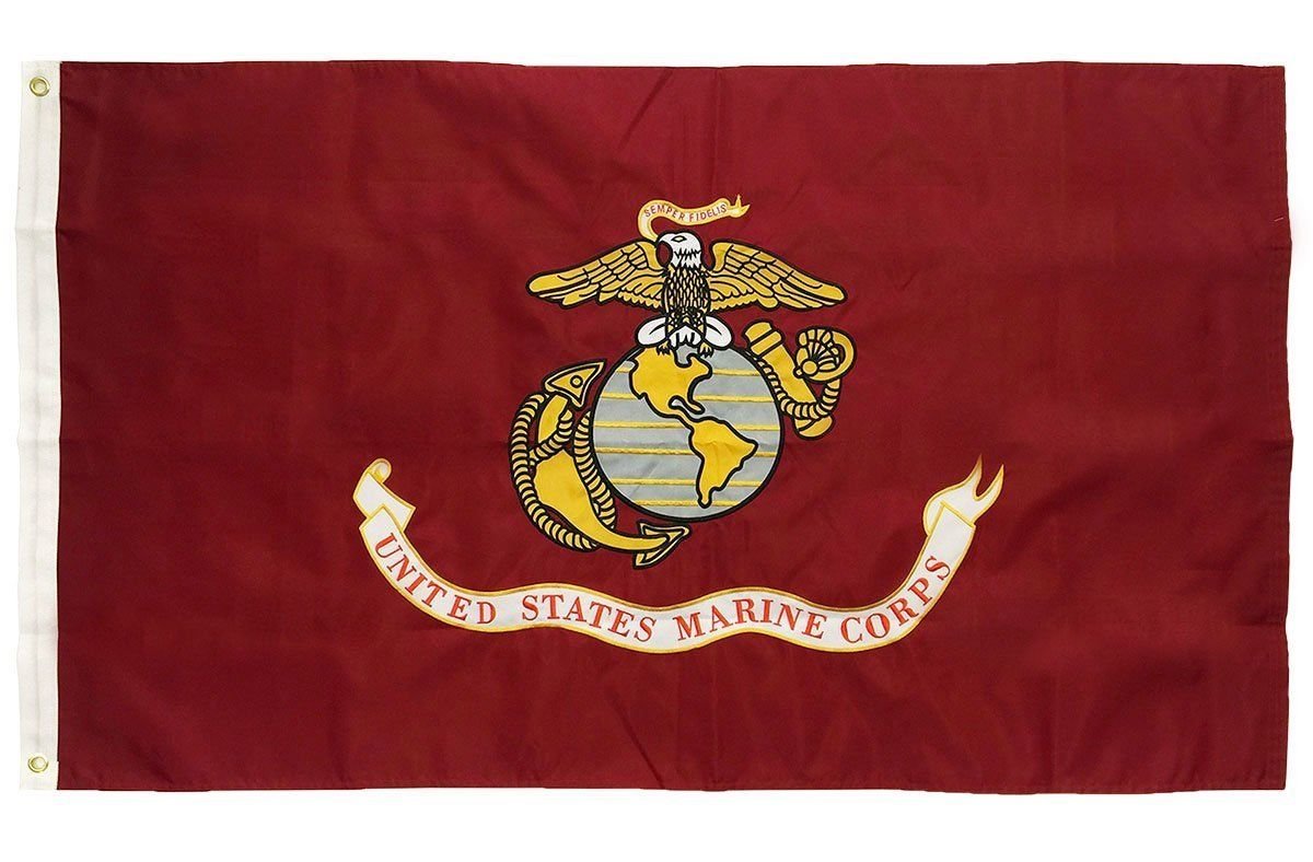 Marines 3' x 5' Double Sided Nylon Flag, USMC US Marines Flag 3x5 ft DOUBLE SIDED Embroidered