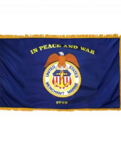 3' x 5' printed nylon merchant marines flag with pole sleeve & gold fringe