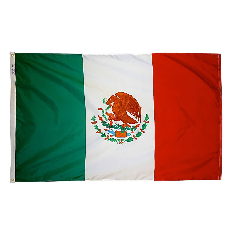 2 ft. X 3 ft. Nyl-Glo Mexico Flag, Mexico 2'x3' Nylon Flag, Perma-Nyl 2'x3' Nylon Mexico Flag