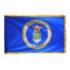 Perma-Nyl 3'x5' Nylon Indoor Air Force Flag, US Air Forced Indoor Nylon 3' x 5' with Pole Hem and Gold Fringe Flag, USAF Indoor Fringed Flag