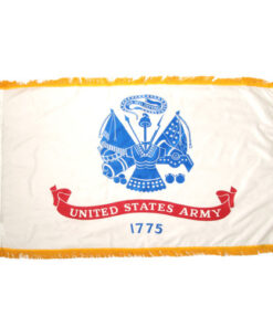 Perma-Nyl 4'x6' Nylon Indoor Army Flag, US Army Indoor Nylon 4' x 6' with Pole Hem and Gold Fringe Flag, Army Indoor Fringed Flag