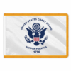 Perma-Nyl 5'x8' Nylon Indoor Coast Guard Flag, USCG Indoor Nylon 5' x 8' with Pole Hem and Gold Fringe Flag, Coast Guard Indoor Fringed Flag