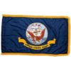 Perma-Nyl 3'x5' Nylon Indoor Navy Flag, US Navy Indoor Nylon 3' x 5' with Pole Hem and Gold Fringe Flag, Navy Indoor Fringed Flag