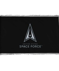 Perma-Nyl 5'x8' Nylon Indoor Space Force Flag, US Space Force Indoor Nylon 5' x 8' with Pole Hem and Gold Fringe Flag, Space Force Indoor Fringed Flag