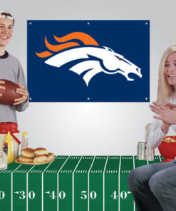 2'x3' Broncos Banner + Vinyl Tablecloth