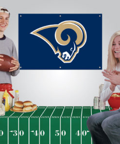 2'x3' Rams Banner + Vinyl Tablecloth