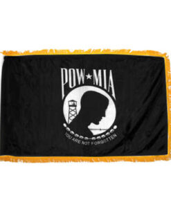 POW-MIA 3'x5' Double Seal Indoor Nylon Flag w/Pole Hem & Fringe 