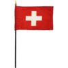 Switzerland 4"x6" Stick Flag, 4" x 6" Switzerland stick flag, Switzerland Miniature Flag, Switzerland Desktop Flag, Switzerland Classroom Flag