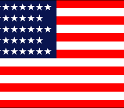 5 x 8 36 Stars Old Glory w/ Pole Hem & Fringe Nylon Flag
