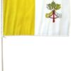 Vatican 12 X 18 Inch Country Stick Flag on a 2 Foot Wooden Stick