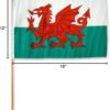 Wales 12 X 18 Inch Country Stick Flag on a 2 Foot Wooden Stick