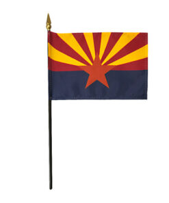4 in. X 6 in. Arizona Mounted on a 10 in. Black Staff with Gold Spear tip