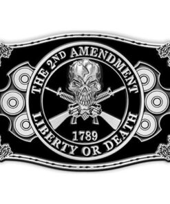 2nd Amendment Skull & Crossed Rifles Belt Buckle, 2nd Amendment Belt Buckle