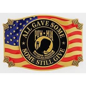 POW-MIA All Gave Some, Some Still Give U.S. Flag emblem Belt Buckle