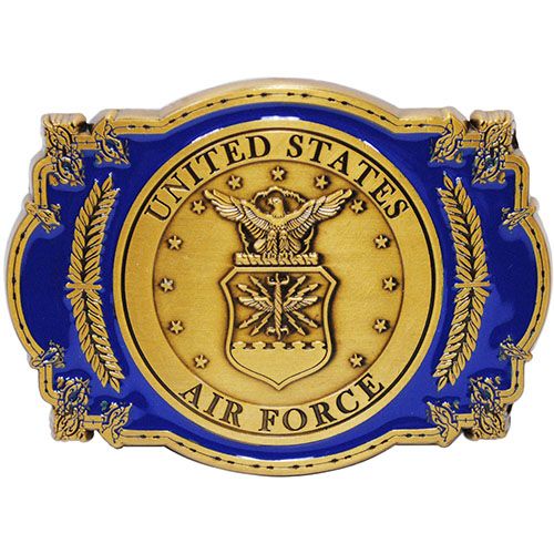 U.S. Air Force USAF Eagle Seal Logo Blue Pewter Embossed Collectible Belt Buckle, Air Force Emblem Belt Buckles
