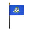 4 in. X 6 in. Connecticut Mounted on a 10 in. Black Staff with Gold Spear tip