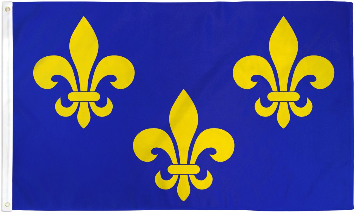 France Fleur De Lis 3'x5' Poly Flag, France Fleur De Lis 3 Blue 3'x5' Poly Flag