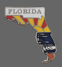 Florida State Map Hat Lapel Pin, Florida Shaped State Lapel Pin