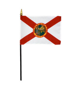 4 in. X 6 in. Florida Mounted on a 10 in. Black Staff with Gold Spear tip