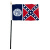 4 in. X 6 in. Georgia (1956-2001) state stick flag 4 inch x 6 inch, mounted on a 10 inch plastic stick