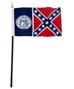 4 in. X 6 in. Georgia (1956-2001) state stick flag 4 inch x 6 inch, mounted on a 10 inch plastic stick
