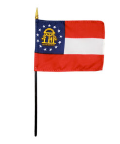 4 in. X 6 in. Georgia Mounted on a 10 in. Black Staff with Gold Spear tip