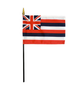 4 in. X 6 in. Hawaii Mounted on a 10 in. Black Staff with Gold Spear tip
