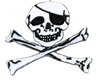 2"x3.5" Jolly Roger Outline Rectangle Patch