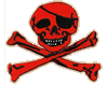 2"x3.5" Jolly Roger Outline Red Rectangle Patch