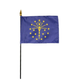 4 in. X 6 in. Indiana Mounted on a 10 in. Black Staff with Gold Spear tip