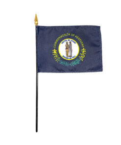 4 in. X 6 in. Kentucky Mounted on a 10 in. Black Staff with Gold Spear tip