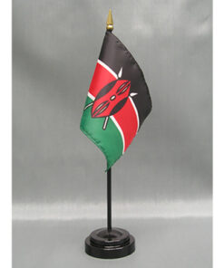 4 in. X 6 in. Kenya Mounted on a 10 in. Black Staff with Gold Spear tip.