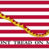 First Navy Jack Outdoor Printed Flag Size 7, Perma-Nyl 3'9 3/4in x 2'8 9/16in Nylon Navy Don't Tread On Me