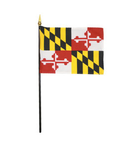 4 in. X 6 in. Maryland Mounted on a 10 in. Black Staff with Gold Spear tip
