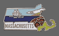 Massachusetts State Map Hat Lapel Pin, Massachusetts Shaped State Lapel Pin