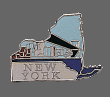New York State Map Hat Lapel Pin, New York Shaped State Lapel Pin