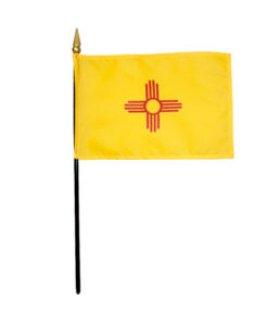 New Mexico 4"x6" Stick Flag, 4 in. X 6 in. New Mexico Mounted on a 10 in. Black Staff with Gold Spear tip