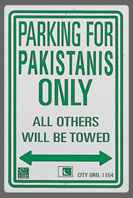 Pakistanis Parking Sign