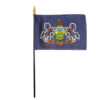 4 in. X 6 in. Pennsylvania Mounted on a 10 in. Black Staff with Gold Spear tip