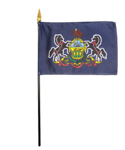 4 in. X 6 in. Pennsylvania Mounted on a 10 in. Black Staff with Gold Spear tip