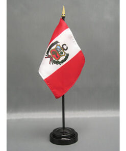 4 in. X 6 in. Peru Mounted on a 10 in. Black Staff with Gold Spear tip.
