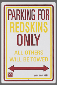 Redskins Parking Sign