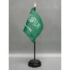 4 in. X 6 in. Saudi Arabia Mounted on a 10 in. Black Staff with Gold Spear tip.